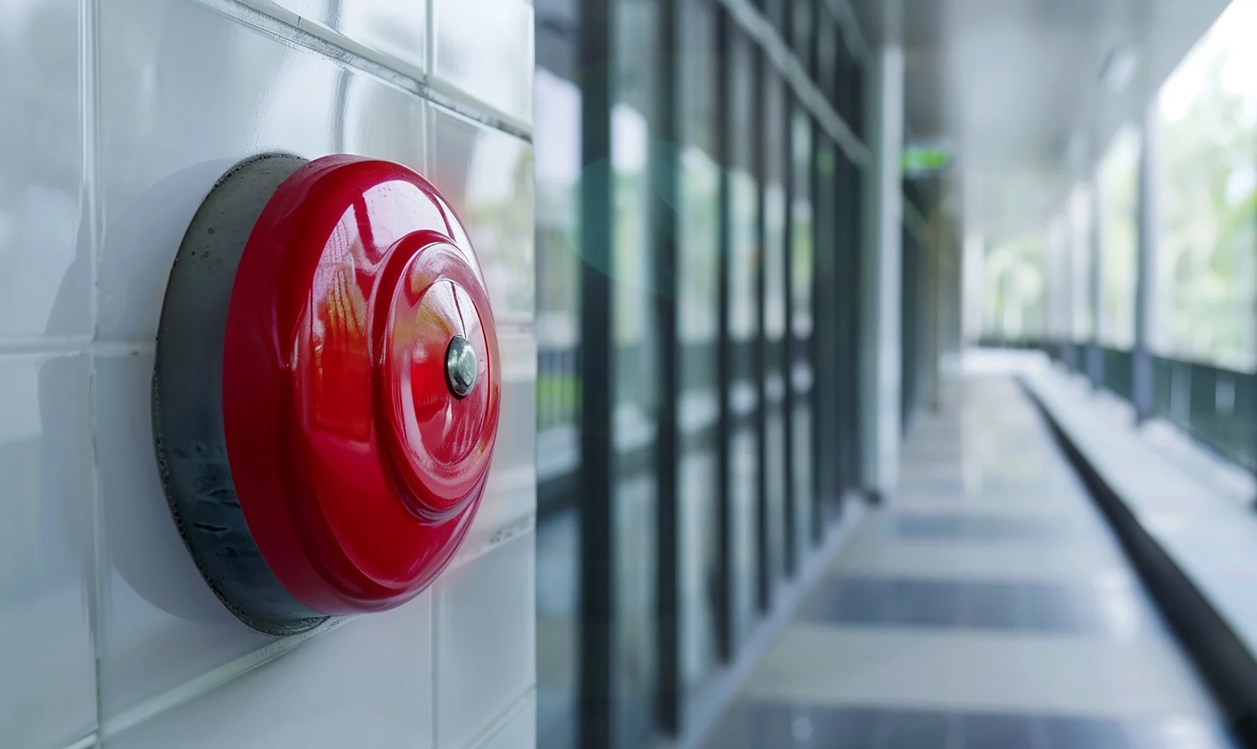 Modern fire alarm system installed inside a commercial building